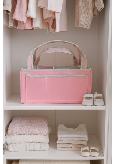 Yunusoğlu Home Anne Bebek Keçe Bakım Çantası Yenidoğan İçin Organizer Düzenleyici Çok Amaçlı Çok Renkli