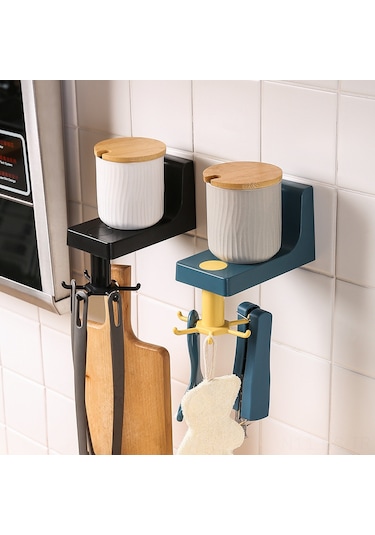 Reedark 360 Dönen Yapışkan Mutfak Askısı - Kaşık, Spatula Ve Havlu Asıcı Beyaz