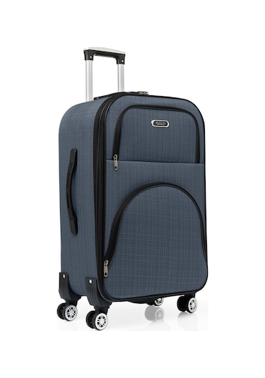 Oleets 8 Tekerli Su Geçirmez Ultra Kalite Kumaş Orta Boy Valiz Lacivert