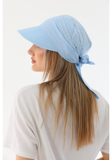 Safari Bağlamalı Bebe Mavisi Siperli Bandana Vizör Bebe Mavisi