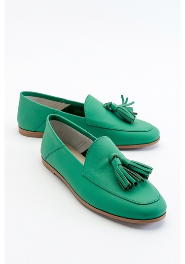 Luvishoes F04 Koyu Yeşil Cilt Hakiki Deri Ayakkabı Koyu Yeşil