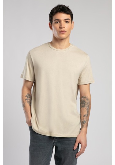 Lee Cooper Gael Erkek O Yaka T-shirt Bej-19817 Bej