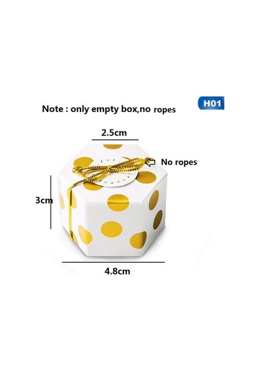 10pc Mini Altın Rengi Altıgen Düğün Çikolata Kutusu Şeker Kutusu Pişirme Paketi Düğün Parti Dekoru A