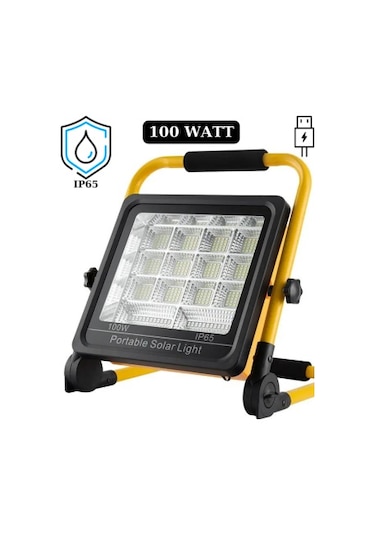 Güneş Enerjili Solar Şarj Edilebilir 4 Modlu Acil Durum Led Panel Sarı - Siyah