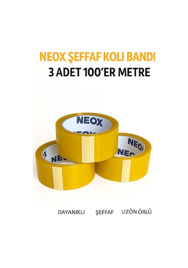 Şeffaf Koli Bandı 3 Adet 100'er Metre 3