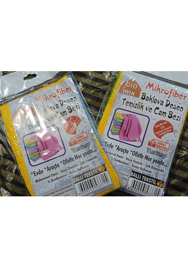 Bio Mix Mikrofiber Baklava Desen Temizlik ve Cam Bezi 10'lu 30 x 40 CM