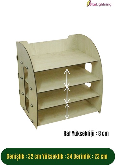 Masa Düzenleyici Organizer Evrak Rafı Masaüstü Organizer Model 6 - Açık Meşe