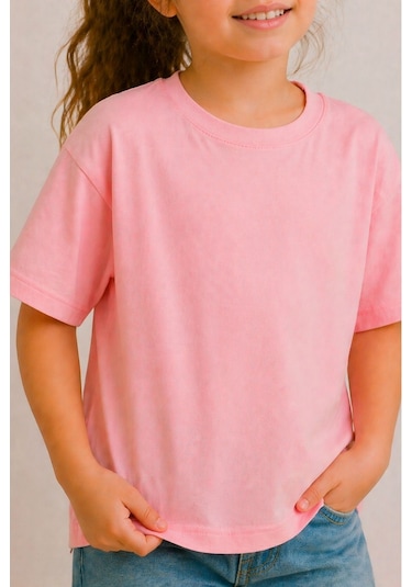 Zuzunga Kız Çocuk Basic Kısa Kollu T-shirt Pembe