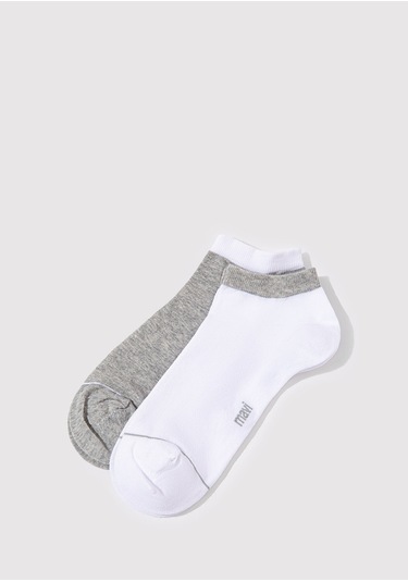 Mavi - 2Li Beyaz Gri Patik Çorap Seti 090273-20844 Beyaz (312959824) Beyaz