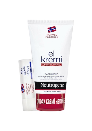 Neutrogena Parfümsüz El Kremi 75 ML + Dudak Nemlendirici