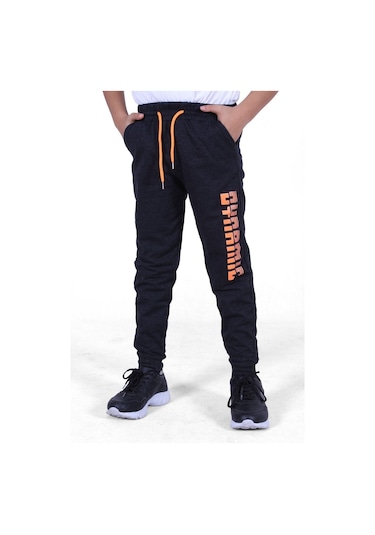 3'lü Farklı Baskı Detaylı,beli Lastikli Erkek Çocuk Eşofman Altı Siyah