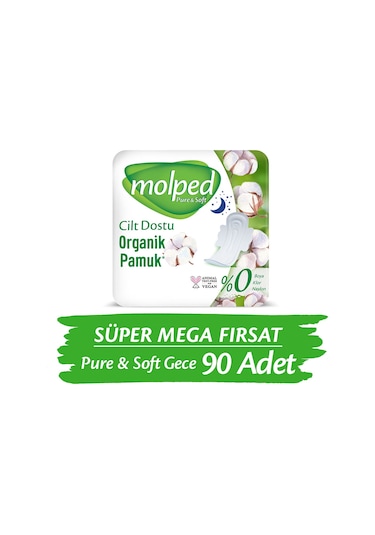Molped Pure & Soft Gece Hijyenik Ped Süper Mega Paket 90 Adet