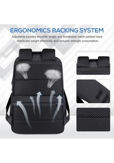 Createtech Usb Sırt Çantası Seyahat Şarj Portu Hırsızlığa Karşı Dayanıklı Bilgisayar Çantası Günlük İl Gri