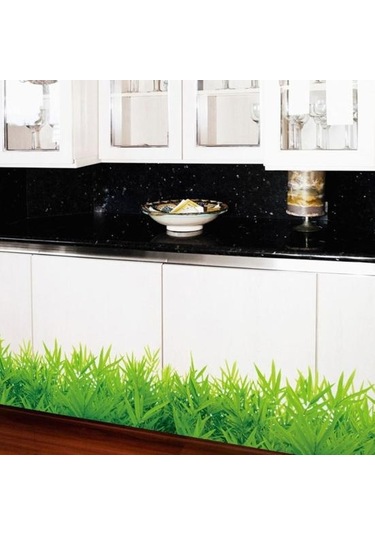 Yeşil Çim Süpürgelik Pvc Süpürgelik Hattı Duvar Sticker Yaşayan Çocuklar Yeşil