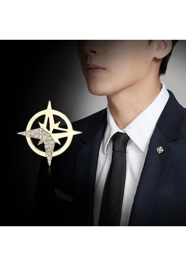 Gümüş Yıldız Broş Erkek Takım Elbise Broş Gömlek Yaka Düğmesi Butik Takılar Broş Takı Moda Kişilik Rozeti Anti-ışık Düğmeleri Gümüş