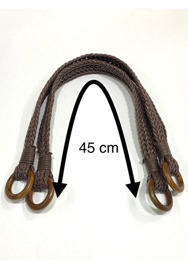 Örgü Model Çanta Sapı / Deri Görünümlü Sap / 45 Cm / - Kahve Kahve Kahverengi