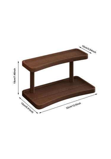 Homyl Ahşap Yükseltici Sergileme Rafı Düzenleyici 2 Katmanlı Kahverengi