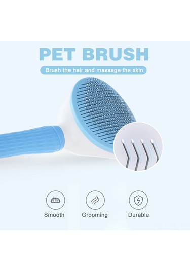 Lemestar Kedi Köpek Saç Tarayıcı - Tek Tuşla Tüy Temizleme - Kalın İğne - Mavi - Bakım & Güzellik Aracı