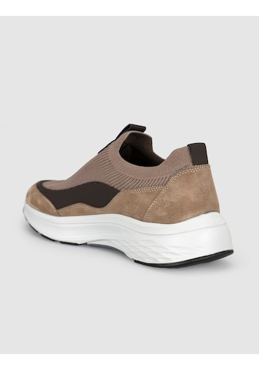 Cabani Bej Modern Triko Slip-on Sneaker Siyah - Neon Yeşil