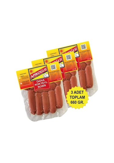 Dana Kokteyl Sosis 220 Gr. Üçlü Paket Toplam 660 Gr.