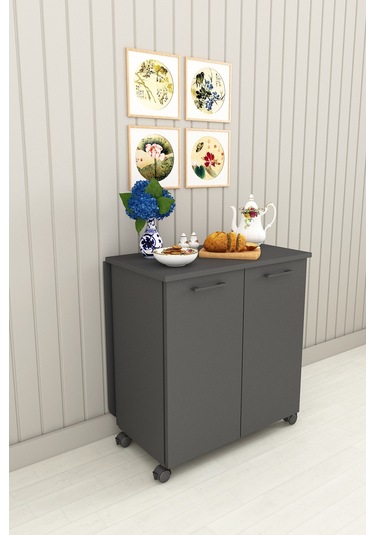 Asra Trend %100 Mdflam 105cm Mutfak Adası Yemek Masası Kahve Köşesi Ma-01 Antrasit Antrasit