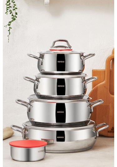 Karaca  Emirgan Xl İndüksiyon Tabanlı 10 Parça Saklama Kaplı Çelik Tencere Seti