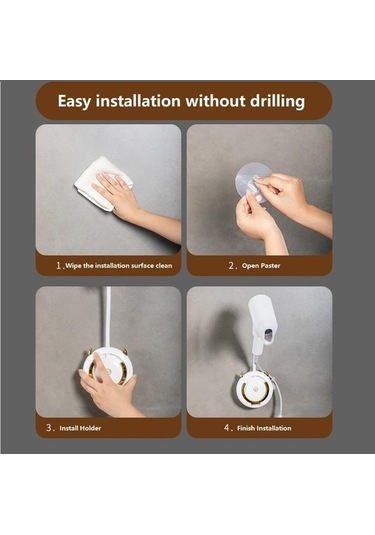 Fastbuy Pratik Banyo Saç Kurutma Tutucusu, Duvara Monteli Kullanışlı Beyaz Beyaz