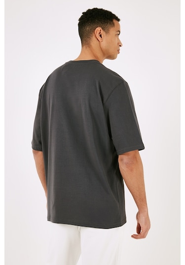 Buratti Pamuklu Oversize Bisiklet Yaka Basic Erkek T Shirt 5902365 Antrasit