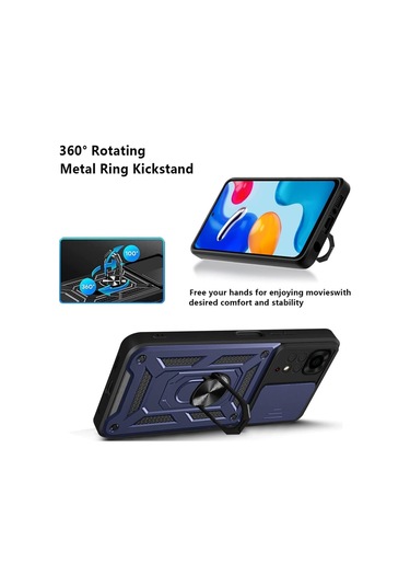 Xiaomi Redmi Note 11 Pro 4g Kılıf Kamera Koruma Sürgülü Antishock Magnetic Yüzüklü Standlı Kapak