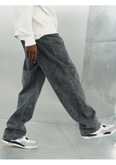 Jocks Erkek Geniş Düz Baggy Kot Pantolo 332498963 Gri