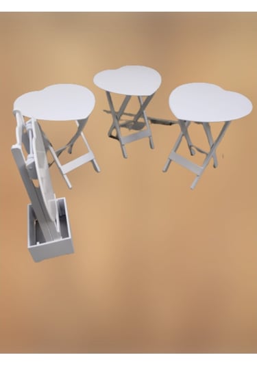 Zigon Sehpa Kalp Çanta Model Mdf Torna Iskelet Parlak Beyaz Lake