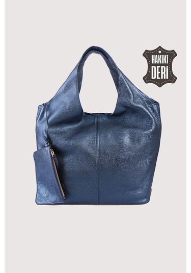 Hakiki Deri Kadın Omuz Çantası Lacivert Smr9199 Lacivert