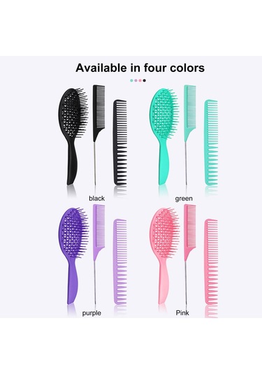 Suofeng Saç Fırçası Seti: Dolaşma Açıcı Fırça Ve Tarak - Kıvırcık, Kalın, İnce, Uzun Doğal Saçlar İçin Saç Derisi Masajı 3'lü Paket