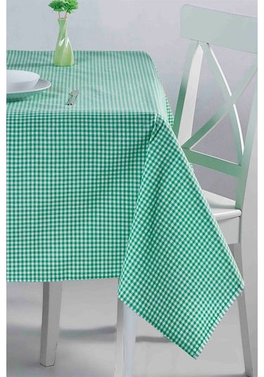 Kareli Desen Pötikareli Masa Örtüsü Yeşil
