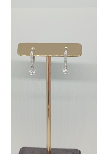 925 Ayar Taşlı Ay Yıldız Sallantılı Gümüş Küpe Zarif Ve Işıltılı Tasarım Gümüş