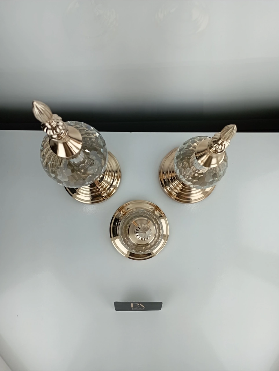 Alm-krşk-gld Kristal 3lü Metal Dekoratif Obje Biblo Süs Eşya Salon Aksesuar Tv Sehpa Masa Konsol Ofis Salon Dekor