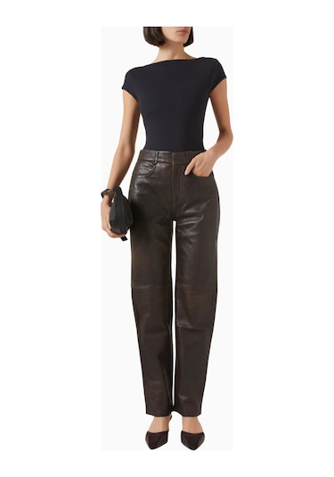 Represent Drive Pants, Lüks Deri Trousers İle Modern Ve Zarif Stil Kahverengi