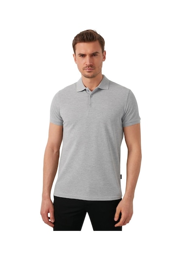Buratti Pamuklu Regular Fit Düğmeli Erkek Polo Yaka T Shirt 5902127 Gri Melanj