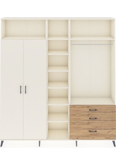 Arges Dolap 9 Raflı 3 Çekmeceli 2 Askılı 220x30x243 Aytaşı-aytaşı/çam Aytası/atlas Çam
