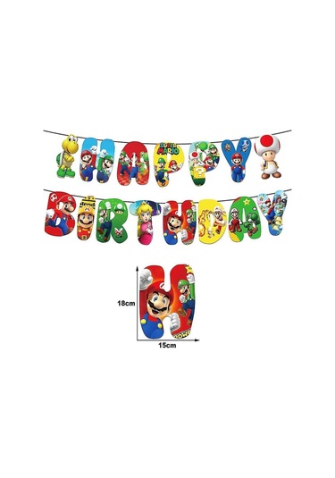 Yeniden Yapım Süper Mario Doğum Günü Partisi Dekorasyon Balon Seti Çelenk Afiş Pasta Cupcake Üstü Seti Diğer