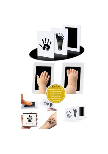 Bebek El Ayak İzi Fotoğraf Hatıra Çerçevesi Seti Mürekkepsiz Baskı Kiti Anı Çerçevesi Çok Renkli