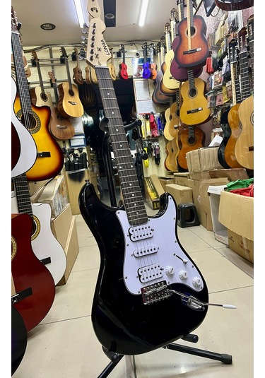 2 Humbucker 1 Sıngle Siyah Elektro Gitar Kılıf Pena Dahil Kod 8023