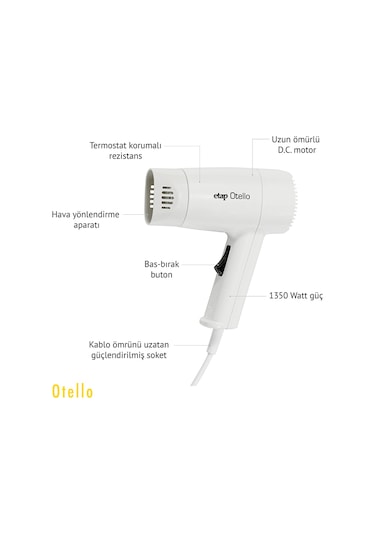 Etap Otello Duvara Monte Otel Tipi Saç Kurutma Makinesi
