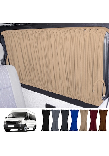 Pandami Ford Transit Uzun Şase T16 5.nesil 2000-2006 Uyumlu Krem Raylı Oto Perde Takımı