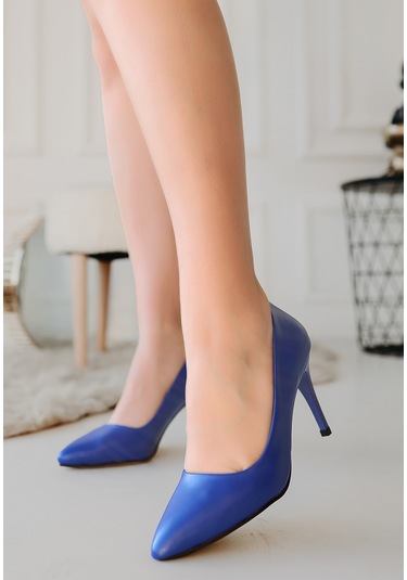 Jilya Mavi Cilt Stiletto Ayakkabı MAVİ