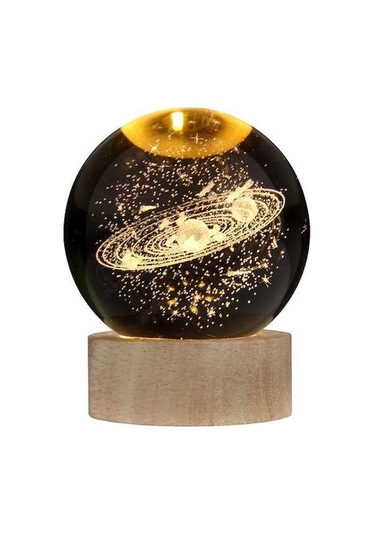 Novahub Sıcak Işık Ahşap Tabanlı 3d Kristal Küre Küçük Gece Lambası Masaüstü Dekorasyon Süsleri Tatil Usb Tak Ve Çalıştır, Küçük Led Gece Lambası Diğer