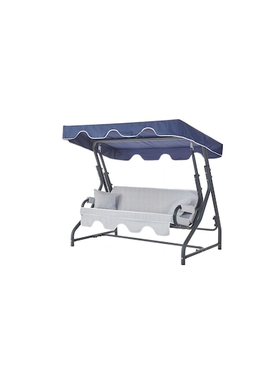 Ruta 3 Kişilik Sabit Bahçe Balkon Teras Salıncağı - Lacivert Çizg Lacivert