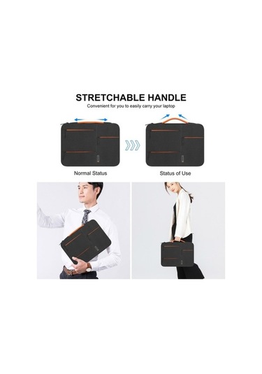 Novahub 13 Su Geçirmez İş Dizüstü Çantası, Pu Saplı, Çok Katmanlı Koruma, Siyah Siyah