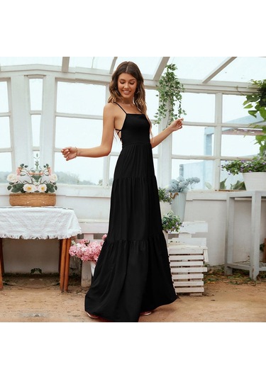 Hnxc Kadın Moda Yaz Bahar Düz Renk Baskı Kolsuz Kare Yaka Günlük Elbiseler Kırmızı