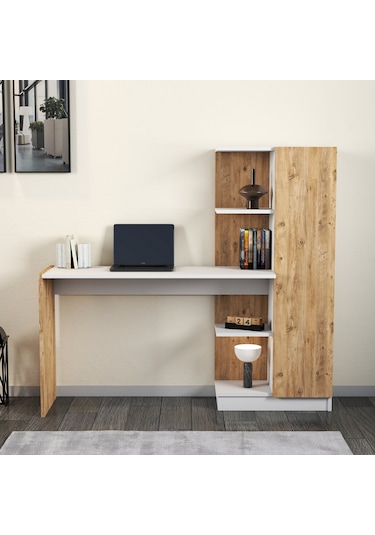 Venüs Çalışma Masası Raflı Kapaklı Çam Beyaz - Clm0503 Beyaz